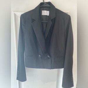 OAK + FORT Double-Breasted Black Blazer